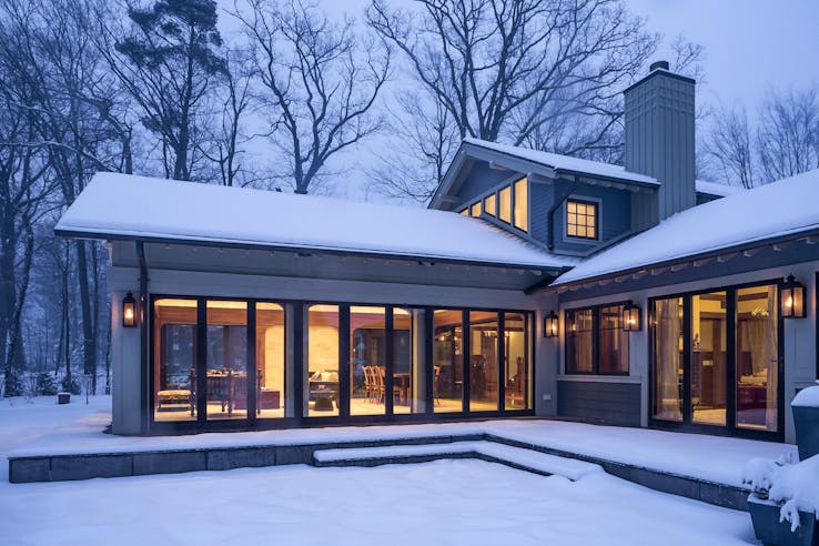 insulated glass walls in the snow